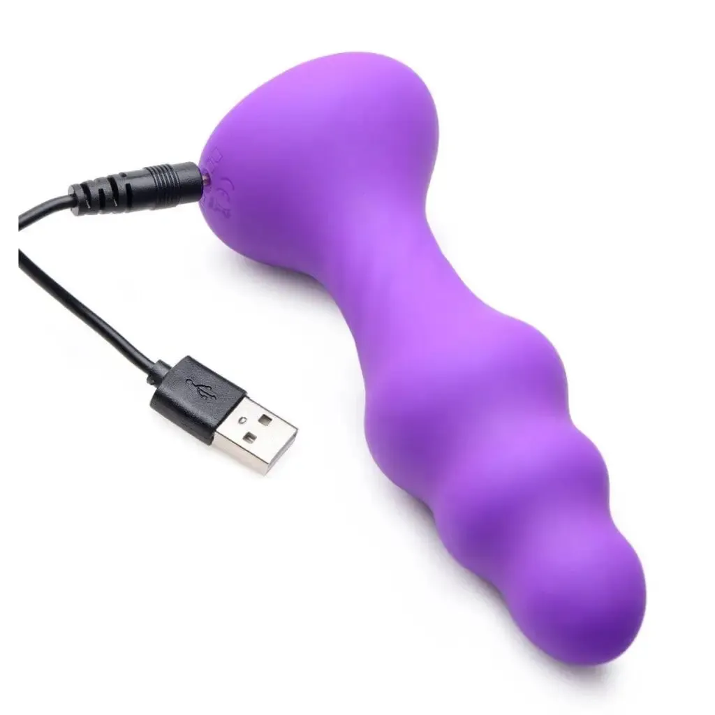 7x Slim Ribbed Thumping Silicone Anal Plug