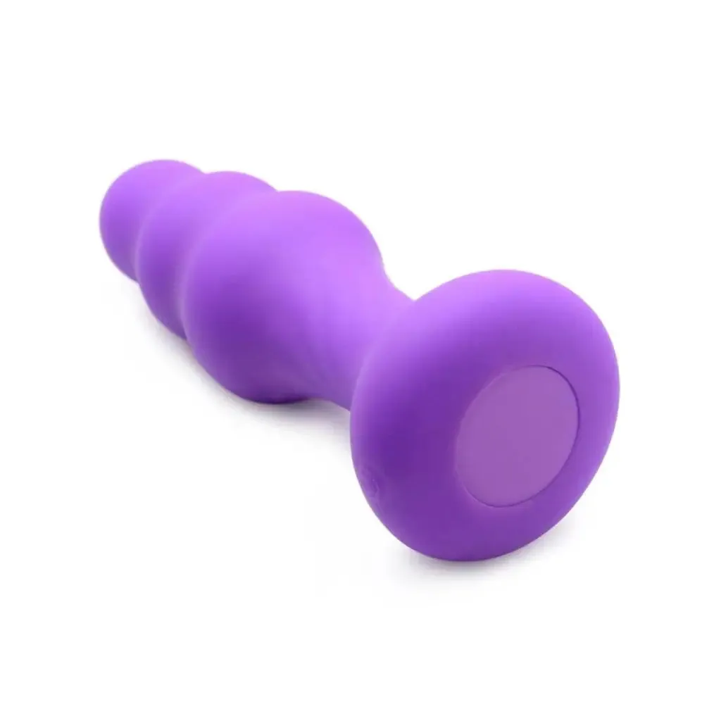7x Slim Ribbed Thumping Silicone Anal Plug