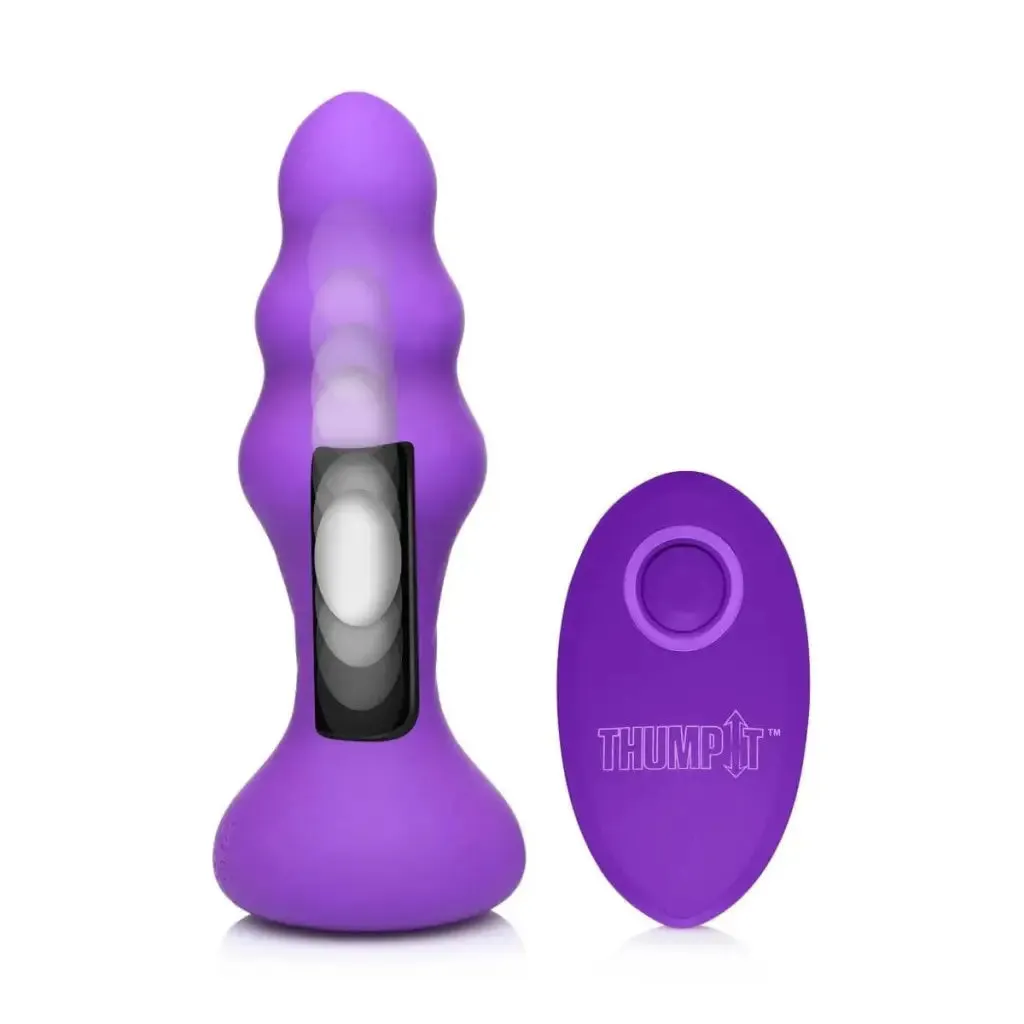 7x Slim Ribbed Thumping Silicone Anal Plug
