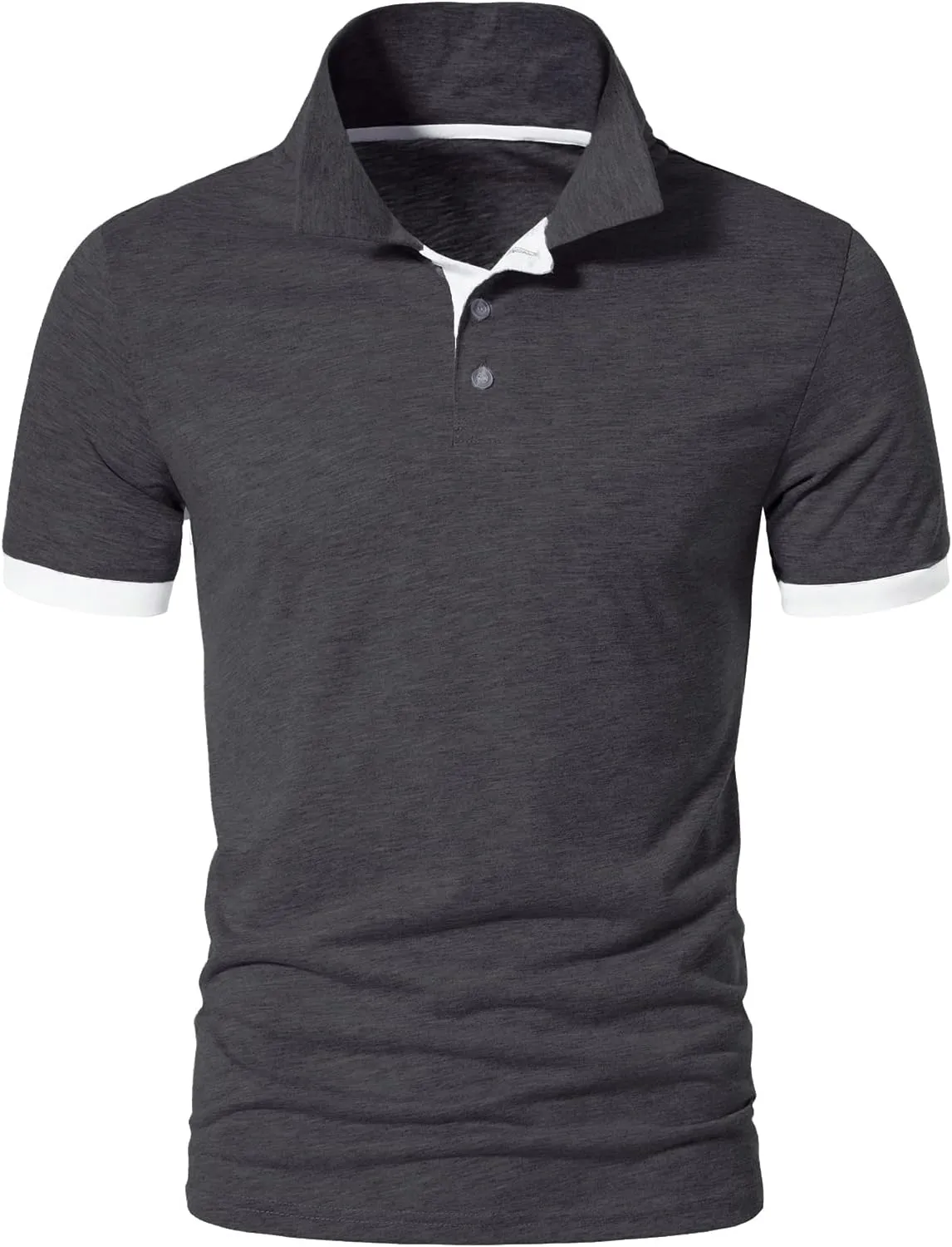 A WATERWANG Men's Short Sleeve Polo Shirts, Slim-fit Cotton Golf Polo Shirts Basic Designed