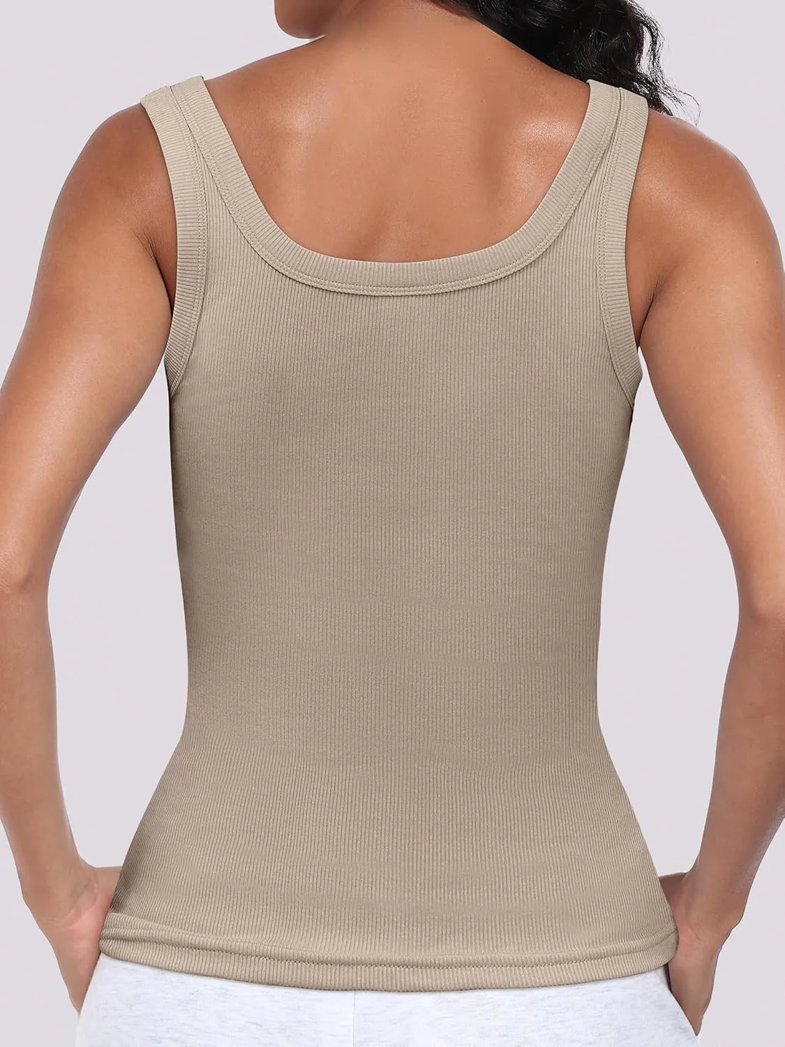 ANRABESS Womens Sleeveless Scoop Neck Tank Top Ribbed Fitted Summer Basic Slim Cute Tops 2025