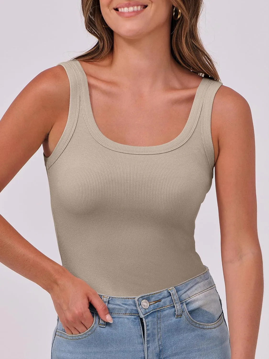 ANRABESS Womens Sleeveless Scoop Neck Tank Top Ribbed Fitted Summer Basic Slim Cute Tops 2025