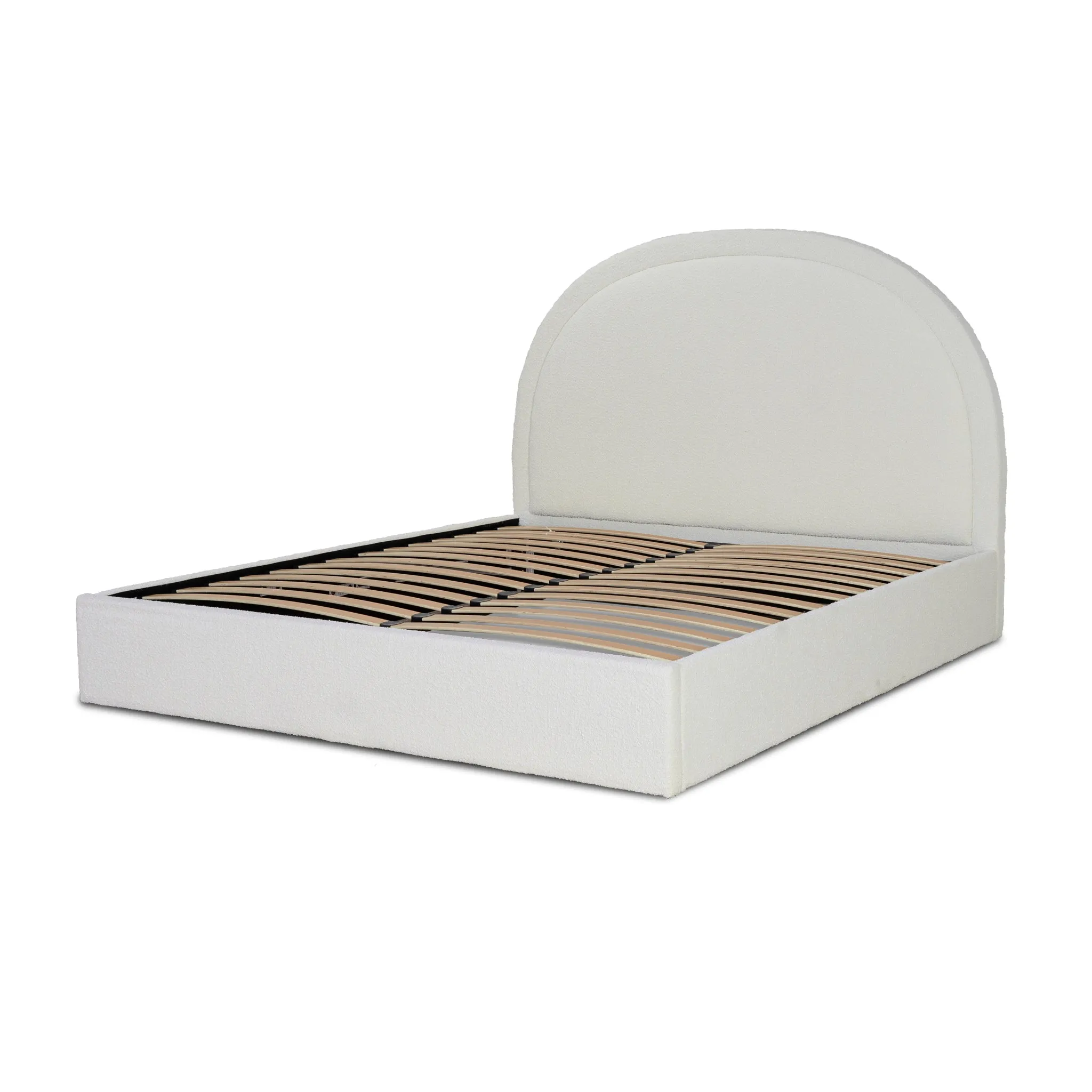 Antoni King Bed Frame - Antique White Boucle with Storage