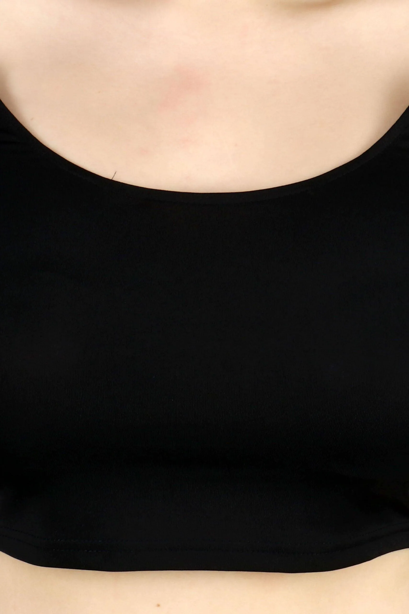 Black Solid Crop Top with Long Sleeves