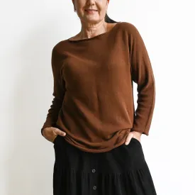 Boat Neck Knit Top by Orientique Australia - Long Sleeve - 1259