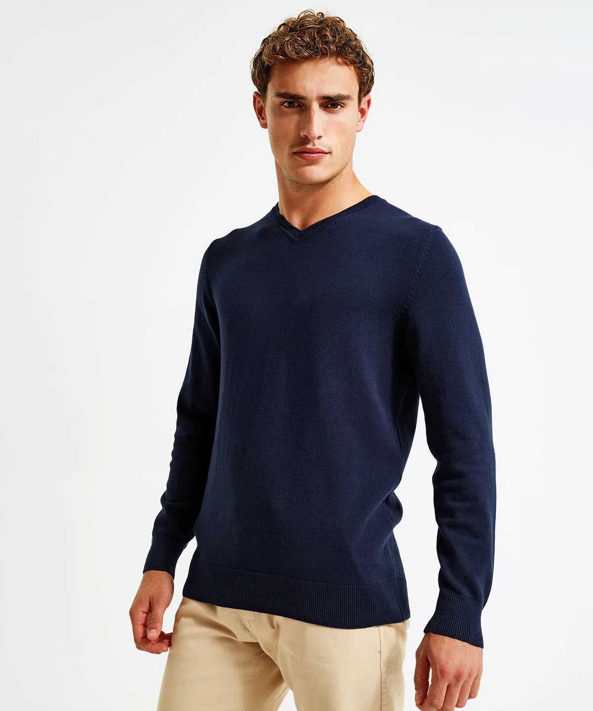 Burgundy - Men's cotton blend v-neck sweater