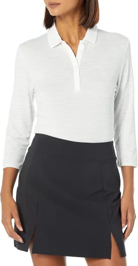 Callaway Women's 3/4 Sleeve Space Dye Golf Polo, Stretch Seams, Moisture-Wicking, Sun Protection, Textured Recycled Fabric