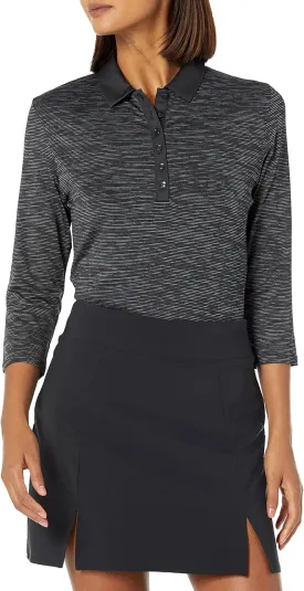 Callaway Women's 3/4 Sleeve Space Dye Golf Polo, Stretch Seams, Moisture-Wicking, Sun Protection, Textured Recycled Fabric