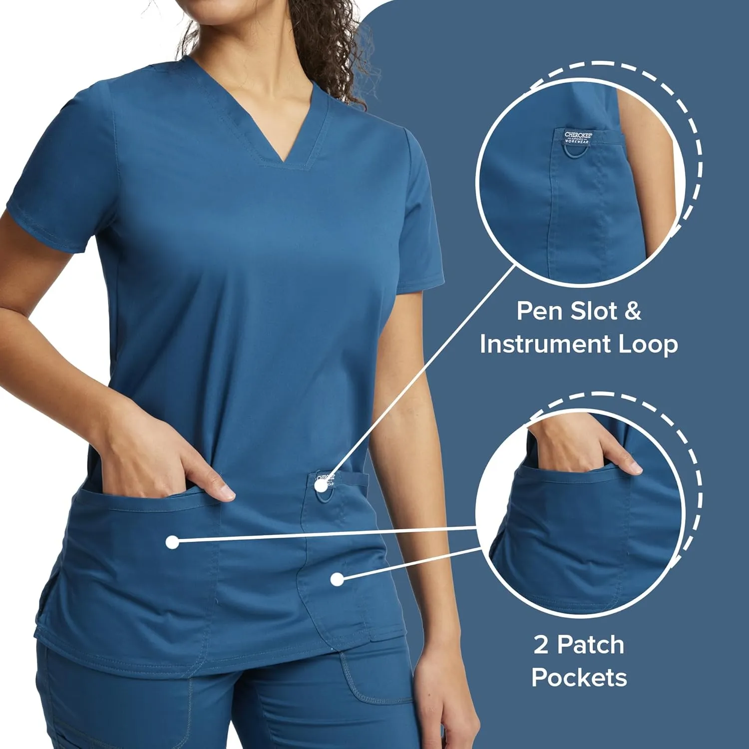 Cherokee Medical Women's Scrub Top V-Neck with 3 Pockets & Soft Fabric WW620