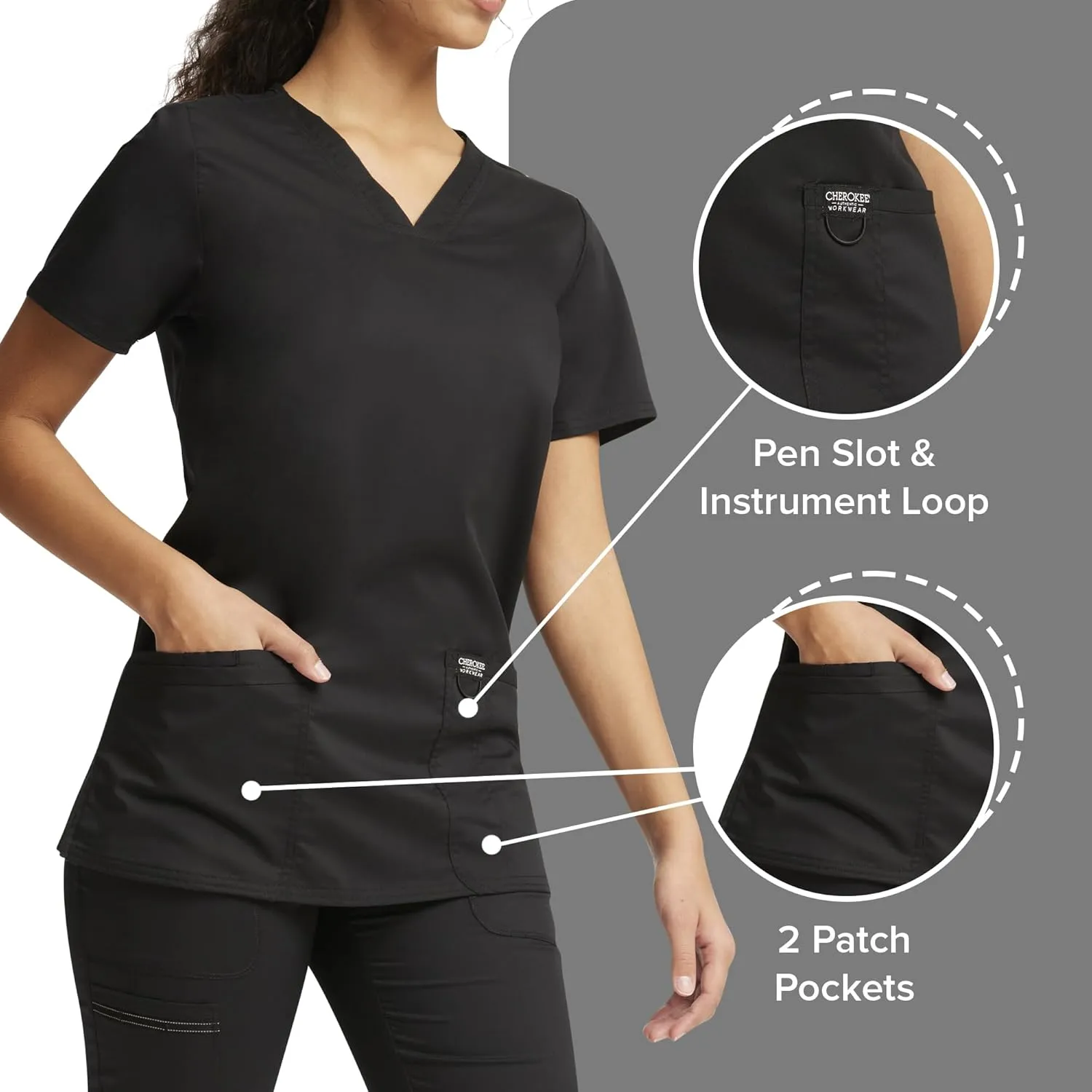 Cherokee Medical Women's Scrub Top V-Neck with 3 Pockets & Soft Fabric WW620