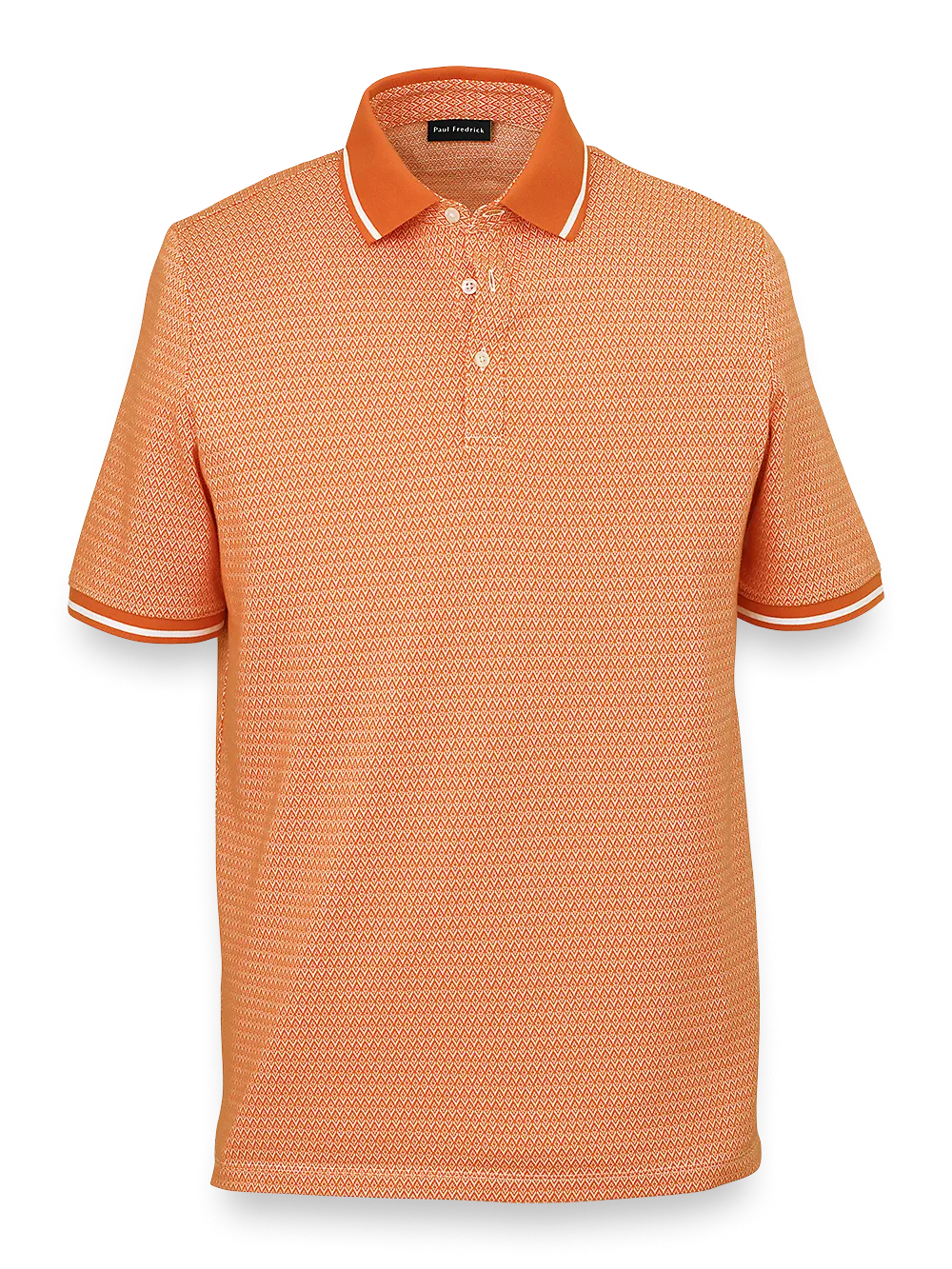 Cotton Blend Three Button Polo - Orange