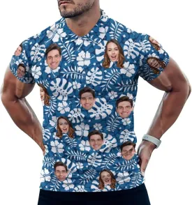 Custom Polo Shirts Design Your Own,Personalized Polo T-Shirt for Men,Customized Funny Golf Tee Shirt with Faces