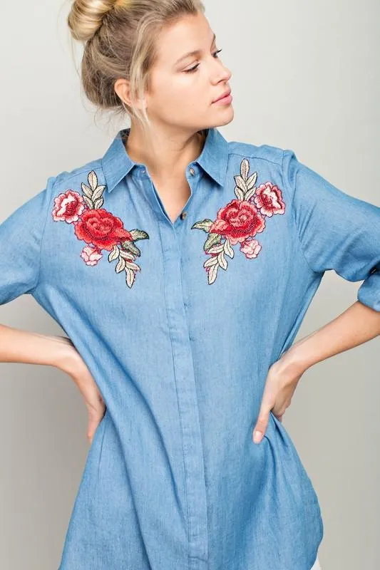 Desert Rose Denim Long Shirt