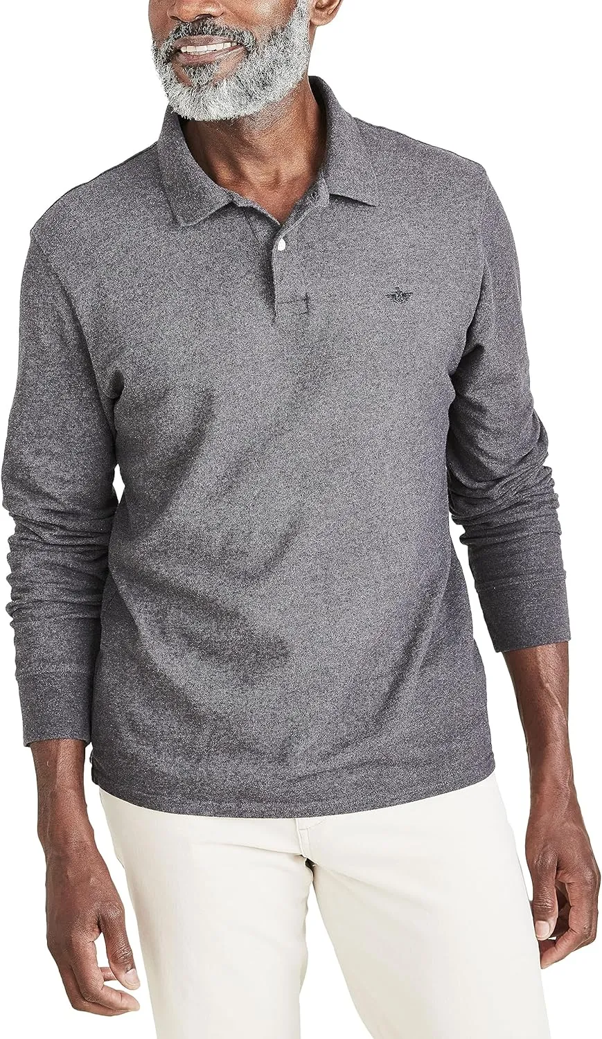 Dockers Men's Slim Fit Long Sleeve Performance Pique Polo