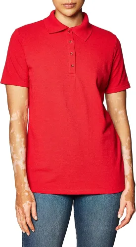 Hanes Short Sleeve Pique Shirt, Four-Button Midweight Polo for Women
