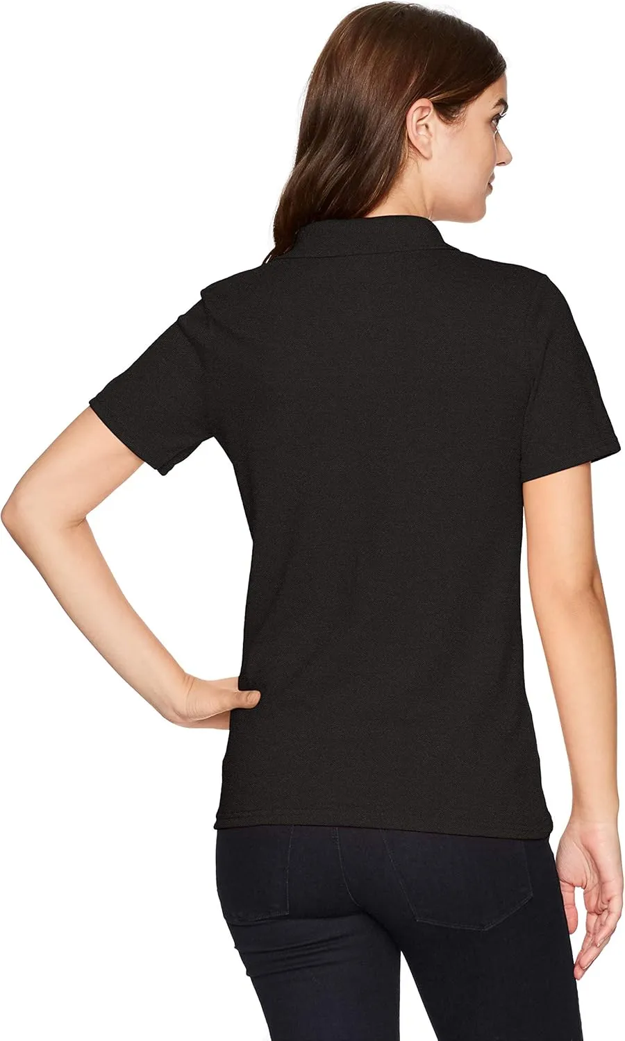 Hanes Short Sleeve Pique Shirt, Four-Button Midweight Polo for Women