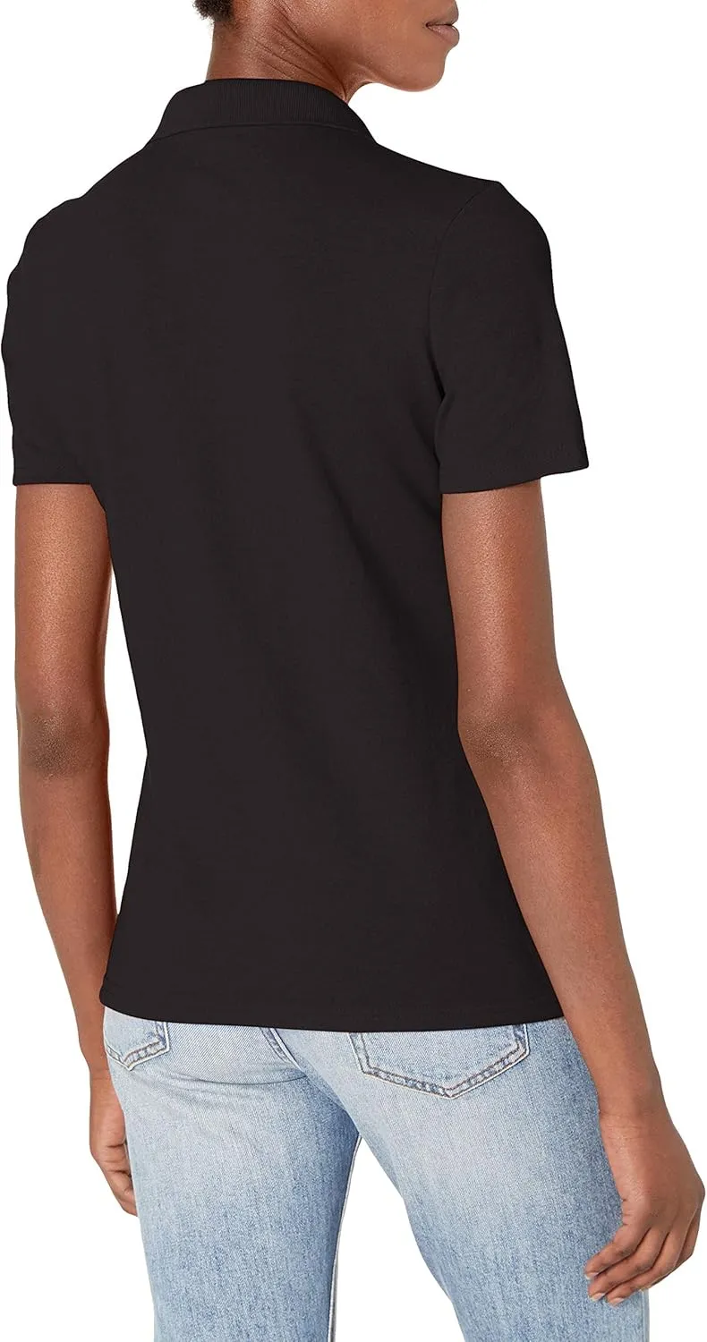 Hanes Short Sleeve Pique Shirt, Four-Button Midweight Polo for Women