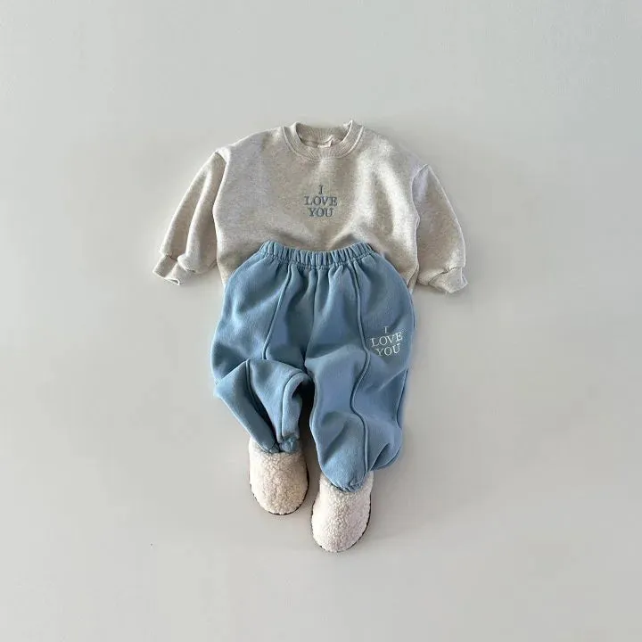 'I LOVE YOU' Thick Fleece-Lined Jogger Set