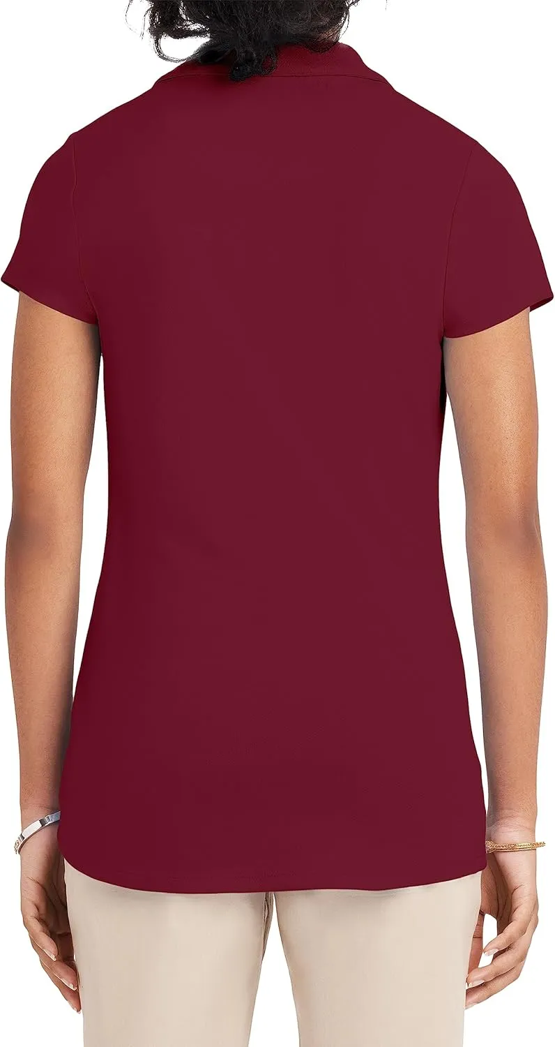 IZOD Juniors Uniform Short Sleeve Polo Shirt, Button Closure, Moisture Wicking Performance Material & Fade Resistant