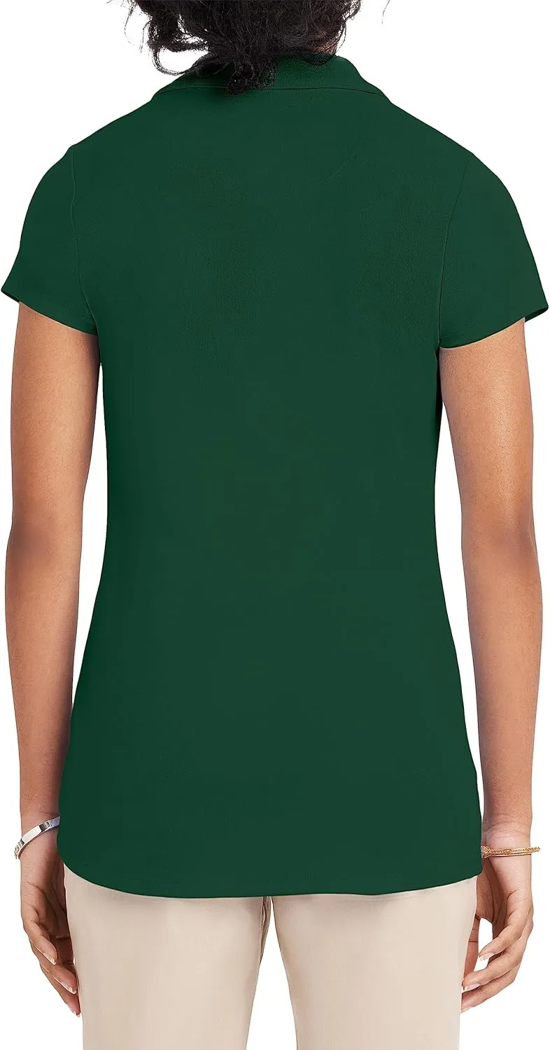 IZOD Juniors Uniform Short Sleeve Polo Shirt, Button Closure, Moisture Wicking Performance Material & Fade Resistant