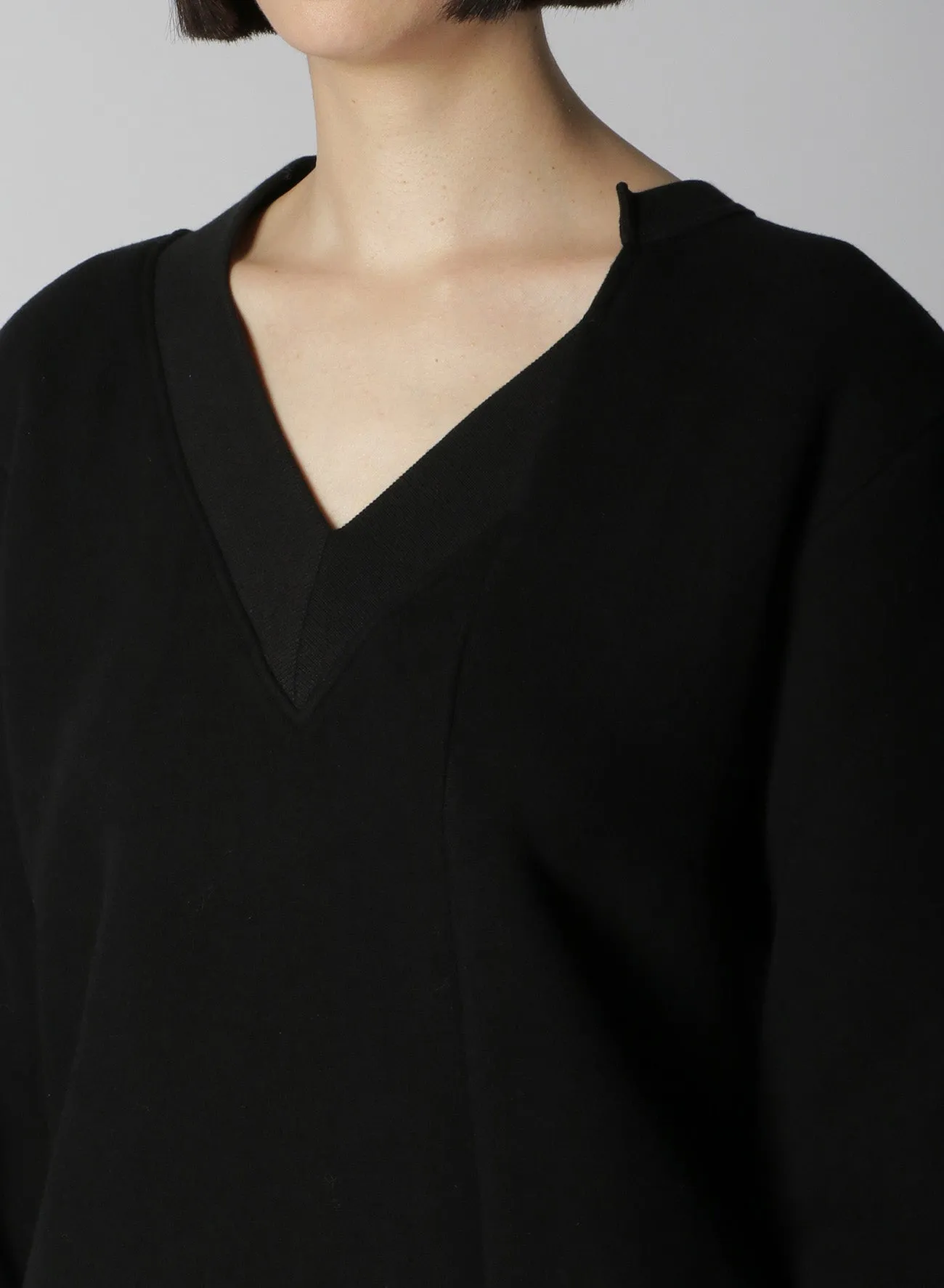 Liy/C BACKSIDE FLEECE R-V NECK COMBINATION