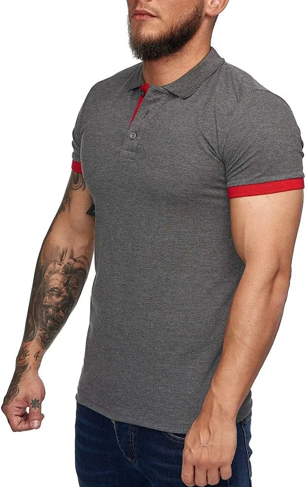 Men's Short Sleeve Casual Slim Fit Polo Shirts Basic Designed Classic Cut Cotton Shirts