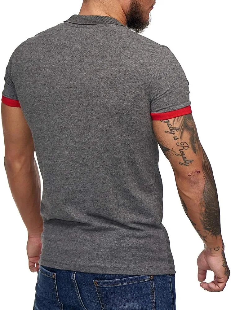 Men's Short Sleeve Casual Slim Fit Polo Shirts Basic Designed Classic Cut Cotton Shirts
