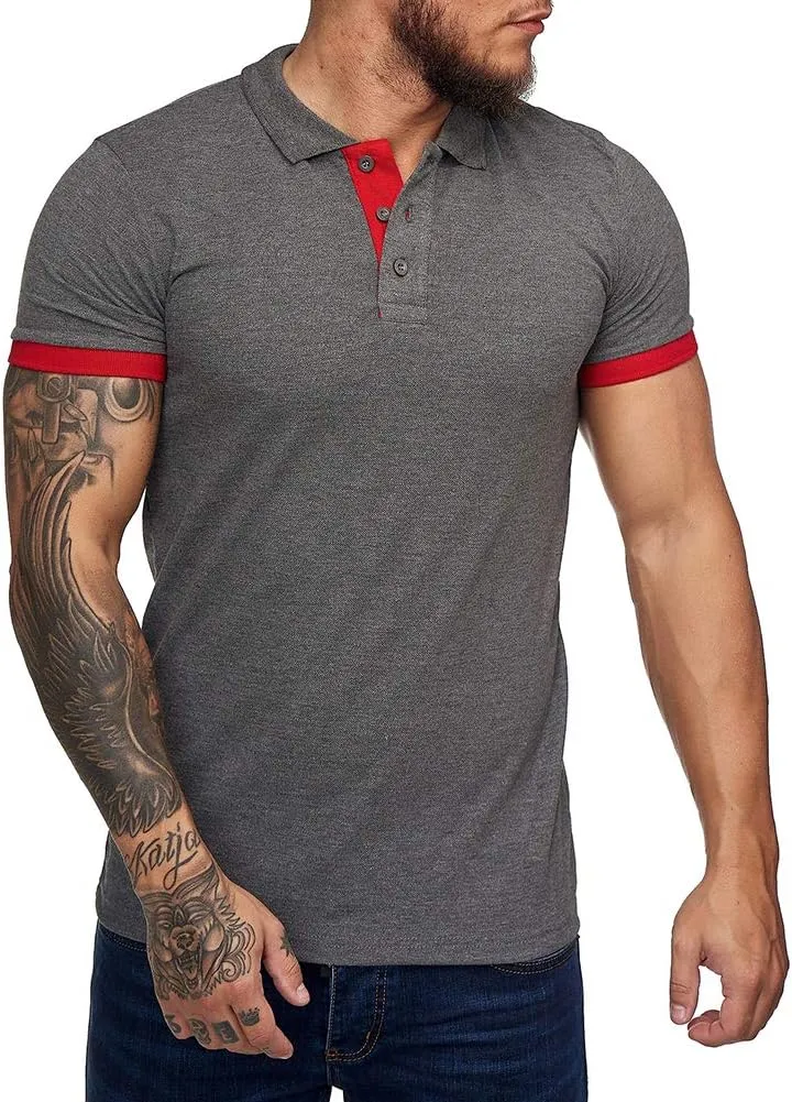 Men's Short Sleeve Casual Slim Fit Polo Shirts Basic Designed Classic Cut Cotton Shirts