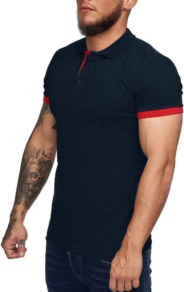 Men's Short Sleeve Casual Slim Fit Polo Shirts Basic Designed Classic Cut Cotton Shirts