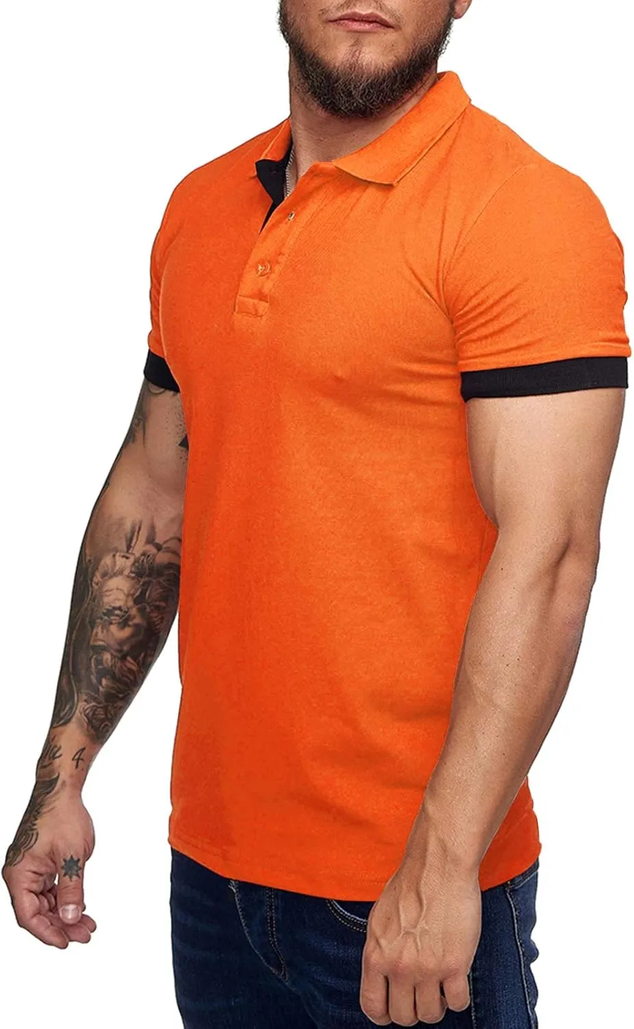 Men's Short Sleeve Casual Slim Fit Polo Shirts Basic Designed Classic Cut Cotton Shirts