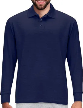 Premium Wear Long Sleeve Polo Shirt for Men, Cotton-Blend Fabric Golf Shirt with Collar, 3-Button Placket, Stain Guard