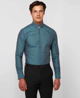 Slim fit cotton shirt with geometric design