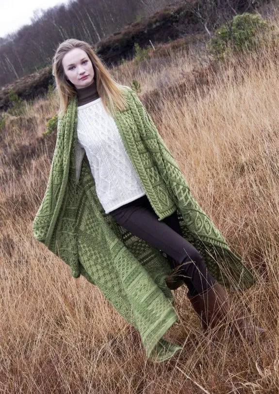 Two Tone Aran Plated Throw | Green